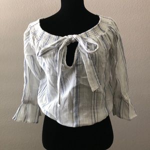 White blouse with blue strips very cute for summer